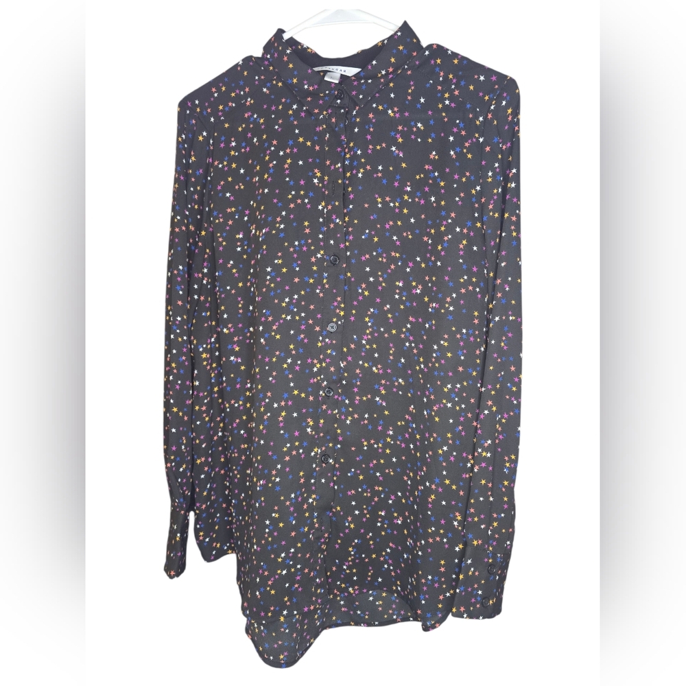 POPSUGAR Black Star Print Button Down Shirt
